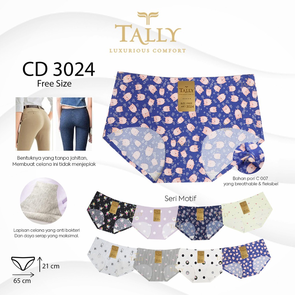 Cd Wanita Tally 3024 {Fit to XL} Seamless Motif Extra Comfort |jtc