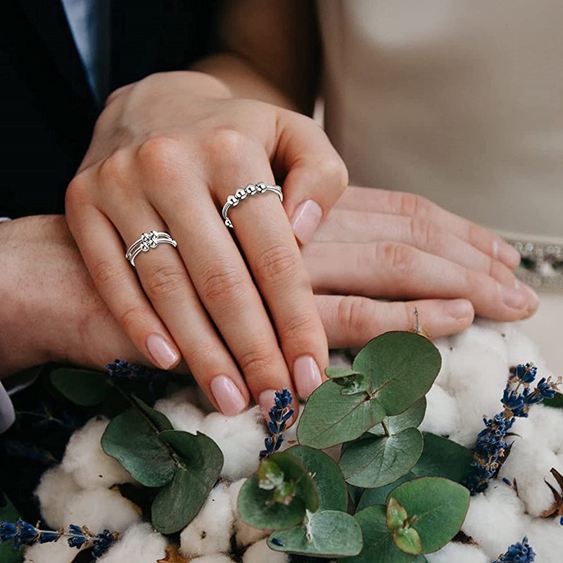 360° Cincin Manik-Manik Geometris Bahan Tembaga Dapat Disesuaikan Untuk Unisex