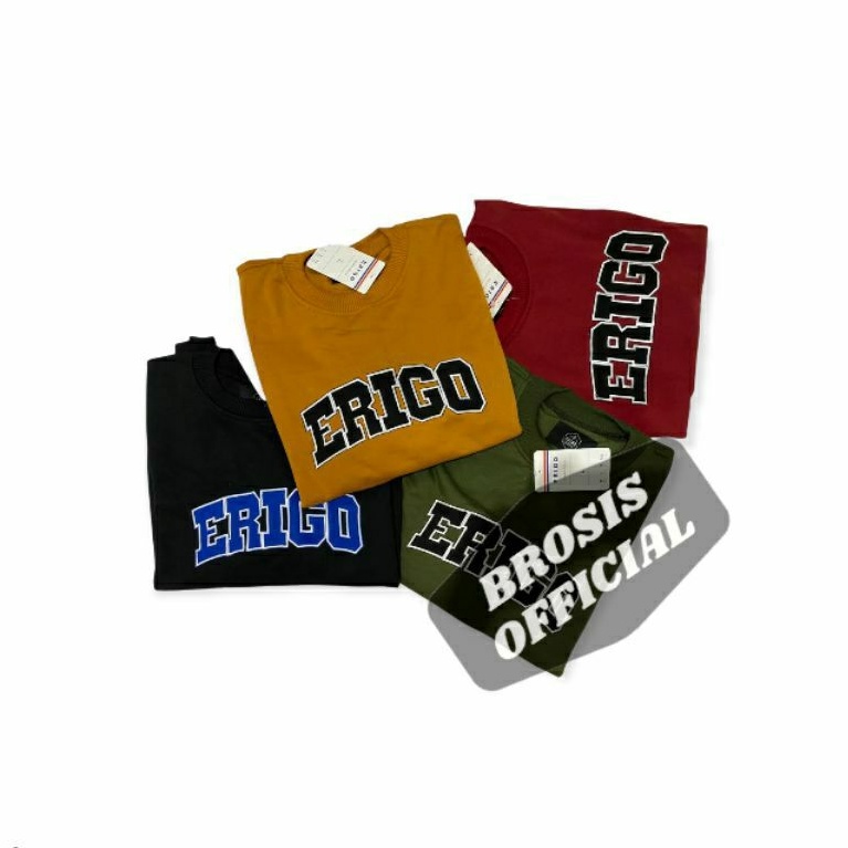 Erigo Sweatshirt//Hoodie Crewneck Erigo Apparel Font Bordir Bold//Unisex Pria&Wanita