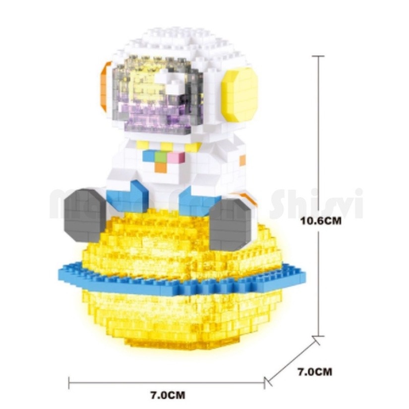 (300-400Pcs) Mainan Balok Bangunan Roket Astronot Mini Micro Dengan Lampu Untuk Hadiah Anak