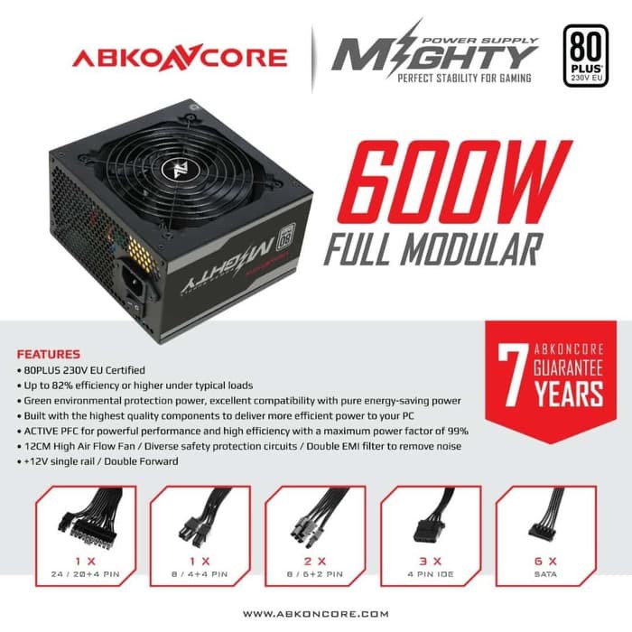 ABKONCORE Mighty 600 Watt (80+ Full Modular)