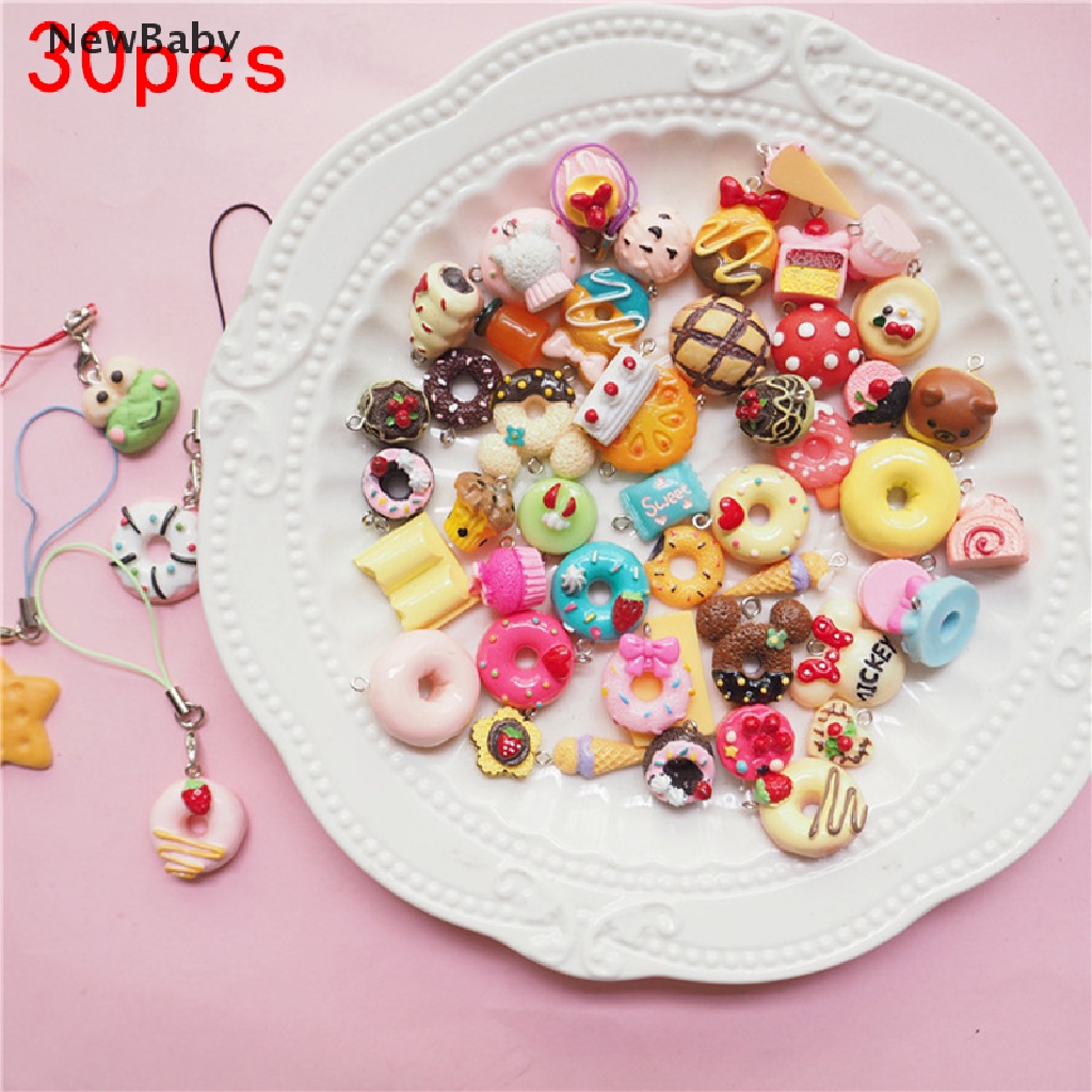 30pcs / Set Liontin Kalung Bentuk Es Krim Kue Mini Untuk Dekorasi Charms