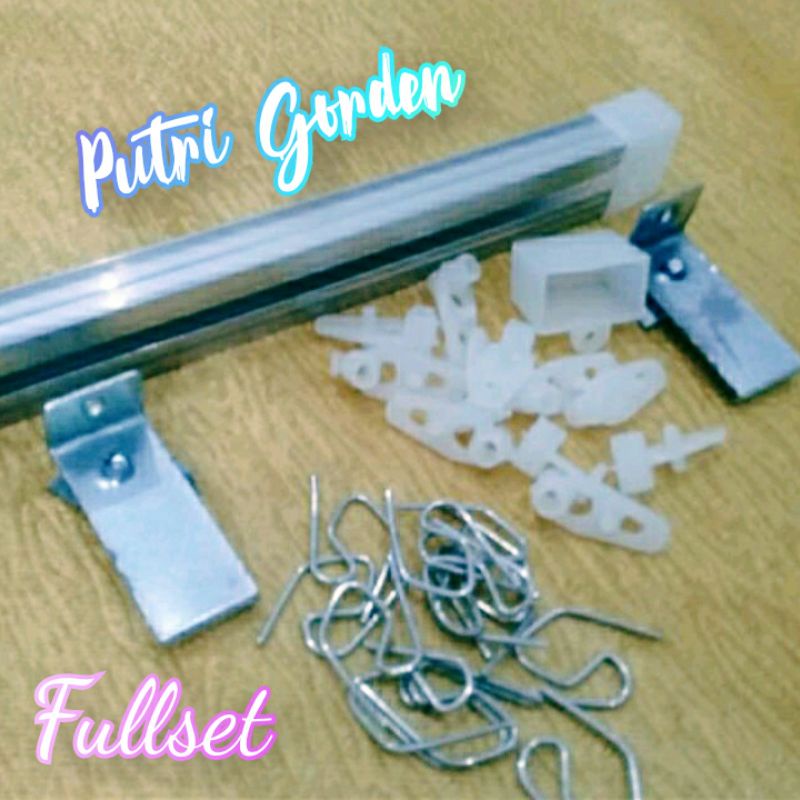 Besi kotak rell kotak tiang almunium gorden biasa model gorden rempel fullset/kumplit