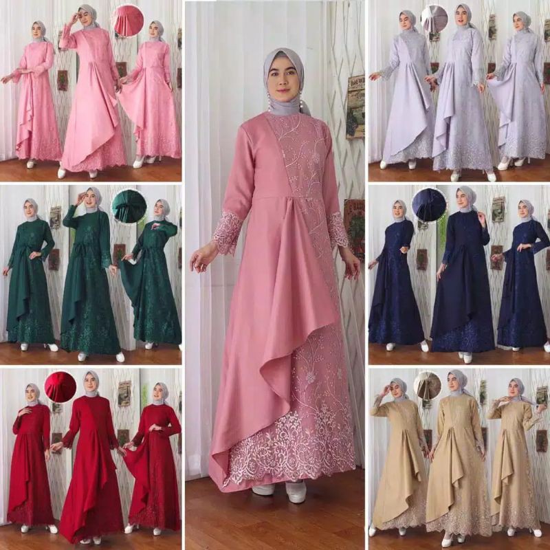 GAMIS BROKAT MAFAZA  / BAJU MUSLIM PESTA MEWAH / GAMIS BRIDESMAID / DRESS BRIDESMAID