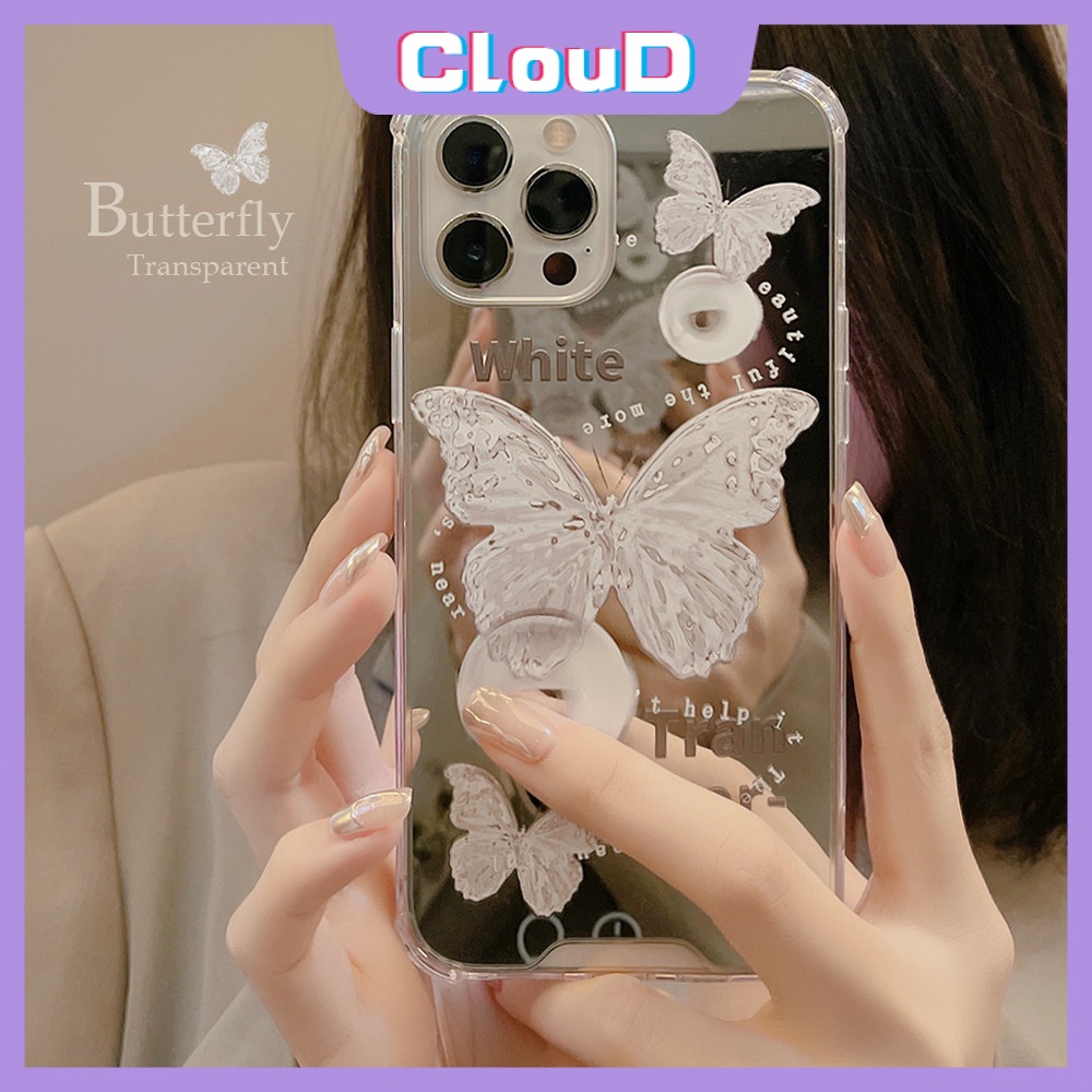 Soft Case Tpu Motif Kupu-Kupu Putih Untuk iPhone 11 XR 7Plus 8Plus X XS Max 12 13 11 Pro Max 7 8 SE 2020