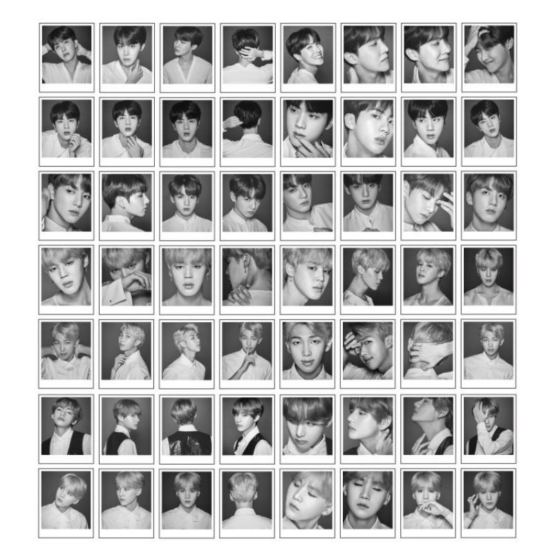 56pcs / set Kartu LOMO Foto KPOP Bangtan Boys BTS HD Dengan Tali Klip