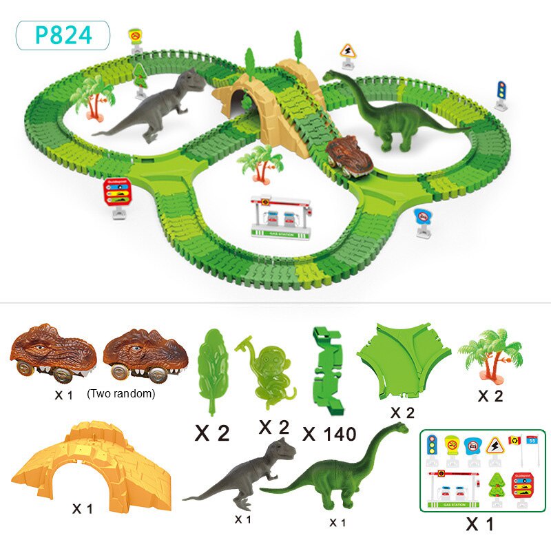 PAIJIA Dinosaur Track Electric P824 Free Crossing Series / Mainan Dinosaurus