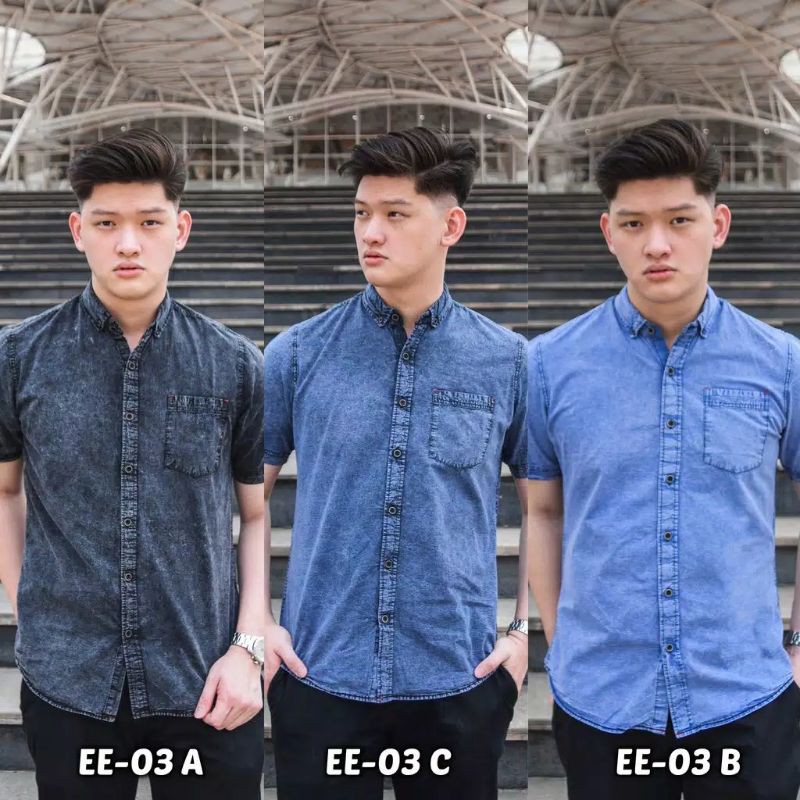 KEMEJA DENIM PRIA/BAJU DENIM COWOK DISTRO
