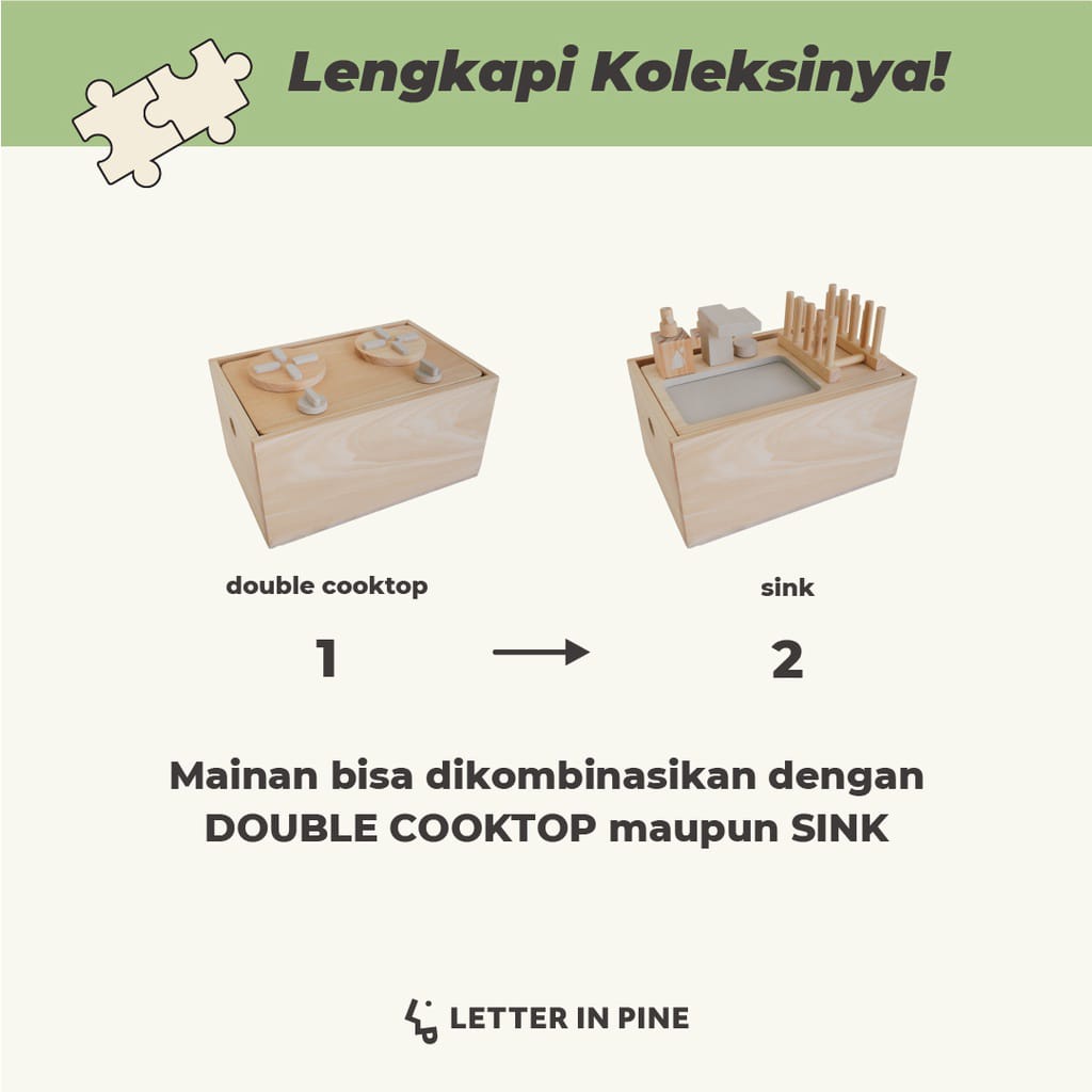 LETTERINPINE - KITCHEN STORAGE BOX / Mainan Kayu Masak-Masakan Box serbaguna