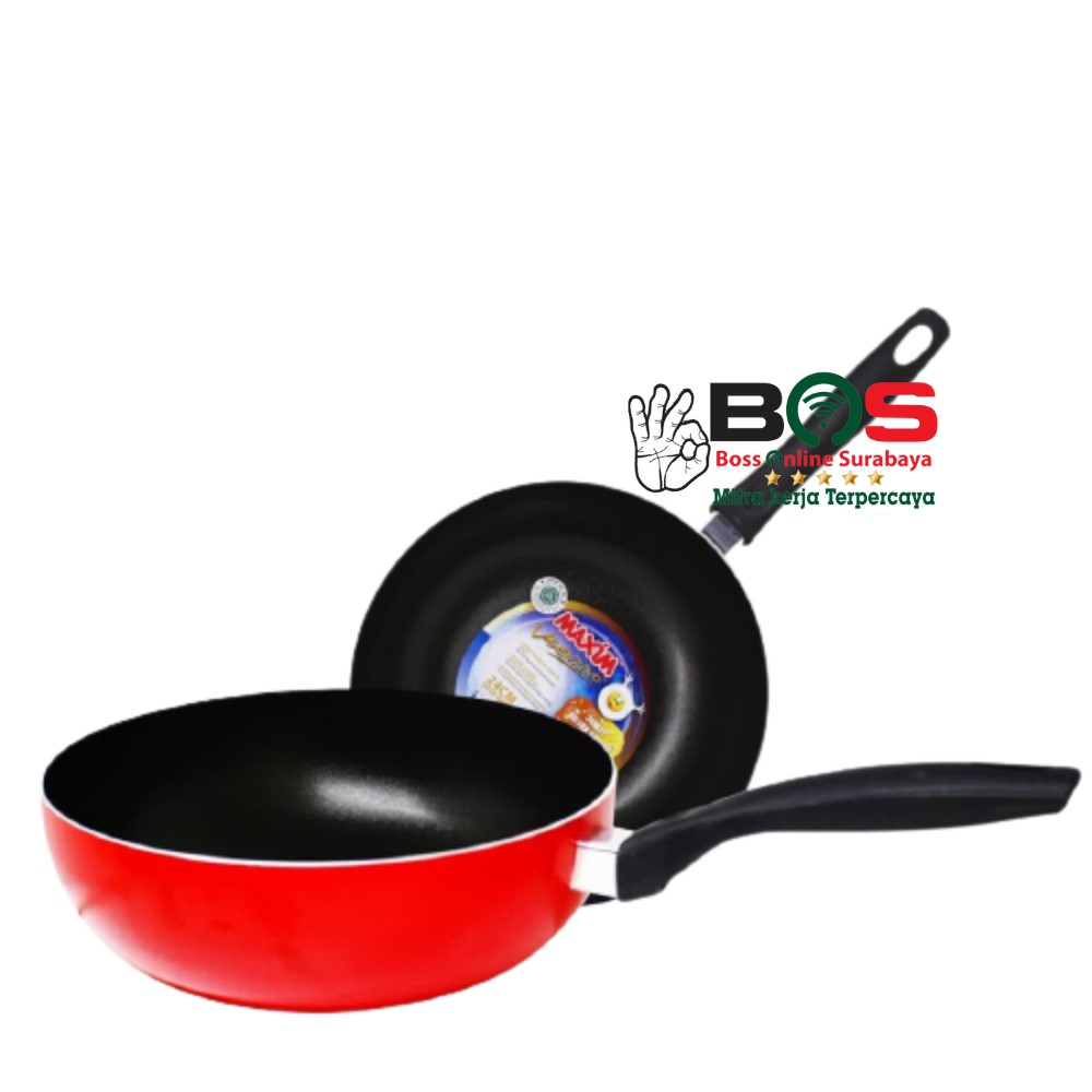 Maxim Valentino Deep Wok 24 CM Panci Goreng Teflon Anti Lengket Maxim