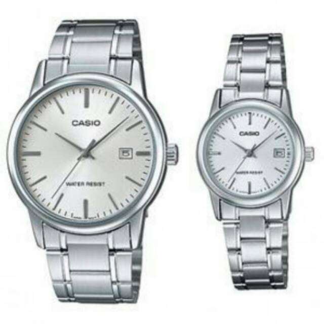 JAM TANGAN COUPLE CASIO RANTAI ORIGINAL GARANSI INTERNASIONAL TAHAN AIR ELEGANT HARAG BERSAHABAT...