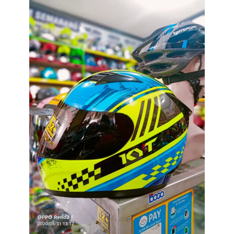 HELM KYT R10 SERI 4 YELOW/BLUE,HELM KYT PULLFACE KYT R10  PULLFACE
