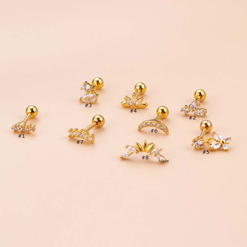 1 Pc Anting Stud Dangle Bentuk Kupu-Kupu Bulan Sabit Bahan Stainless Steel 20Gauge Untuk Wanita