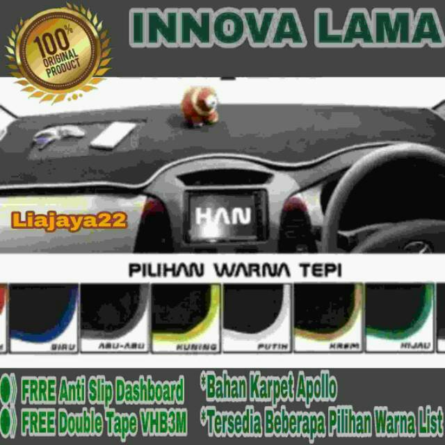 Cover Dashboard Innova 2004 - 2010 - FREE Antislip &amp; Double Tape