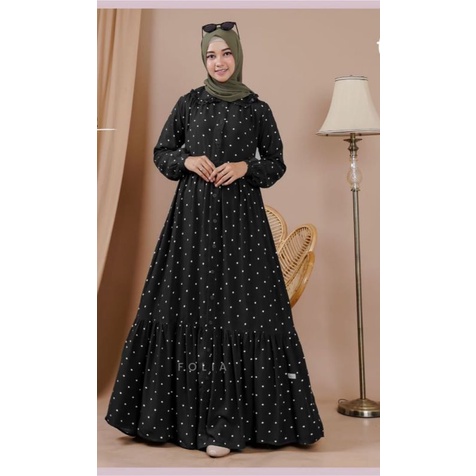 Gamis Polkadot Terbaru,Bahan Rayon,Ukuran Xxl