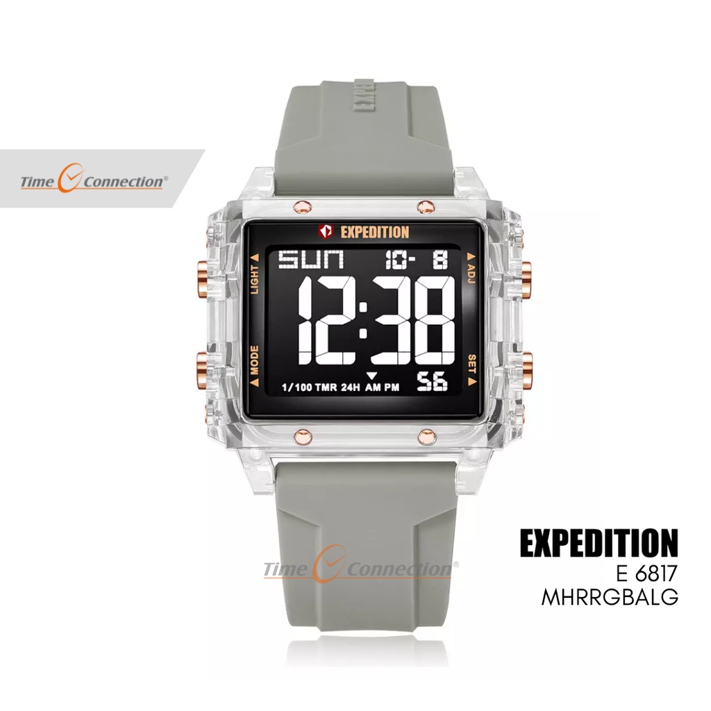 Expedition E 6817 MHRRGBALG Abu Transparan Original / Jam Tangan Wanita Pria Karet / Gray Transparen