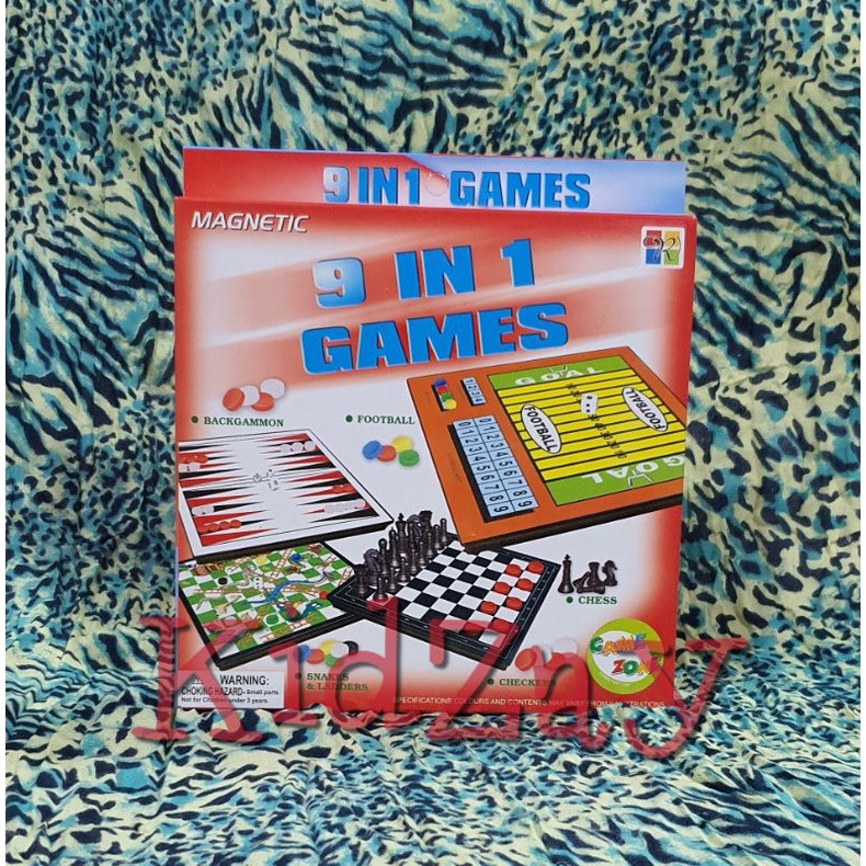 KZ Magnetic Board Games 9 in 1 Catur Ular Tangga Ludo Halma Checkers