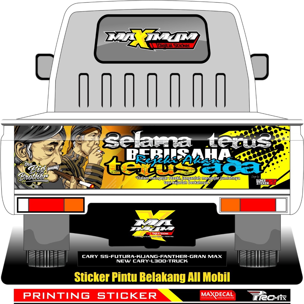 Sticker Pintu Belakang Mobil Pick Up L300 / Grandmax / Panther / Carry SS / Futura / NewCarry - Duni
