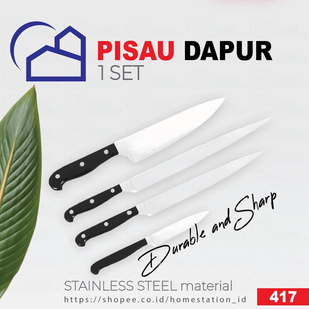 Pisau Dapur set isi 4 ukuran serbaguna / pisau stainless steel berkualitas 417