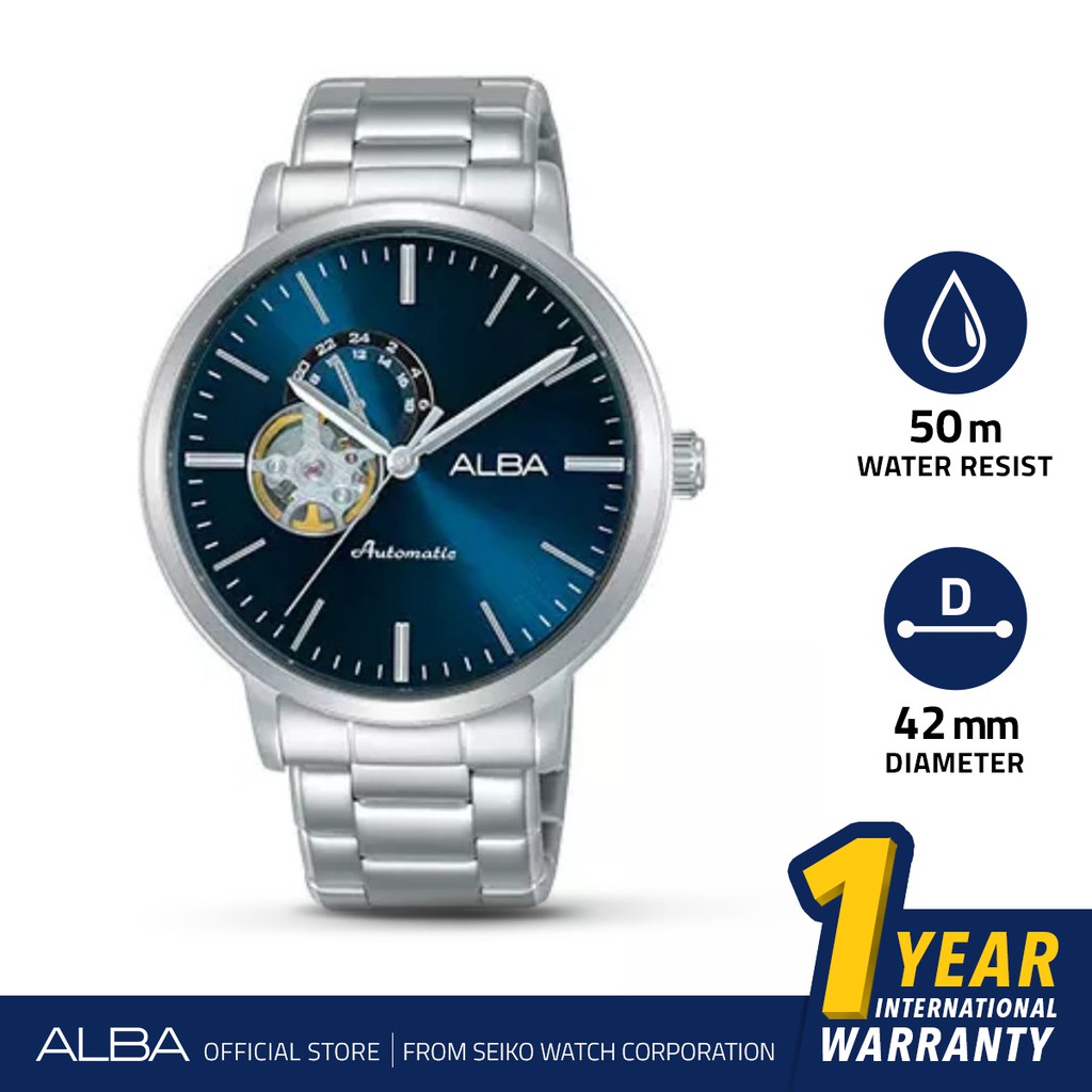 Alba Signa Automatic Stainless Steel Dark Blue Dial A9A005 Original Jam Tangan Pria