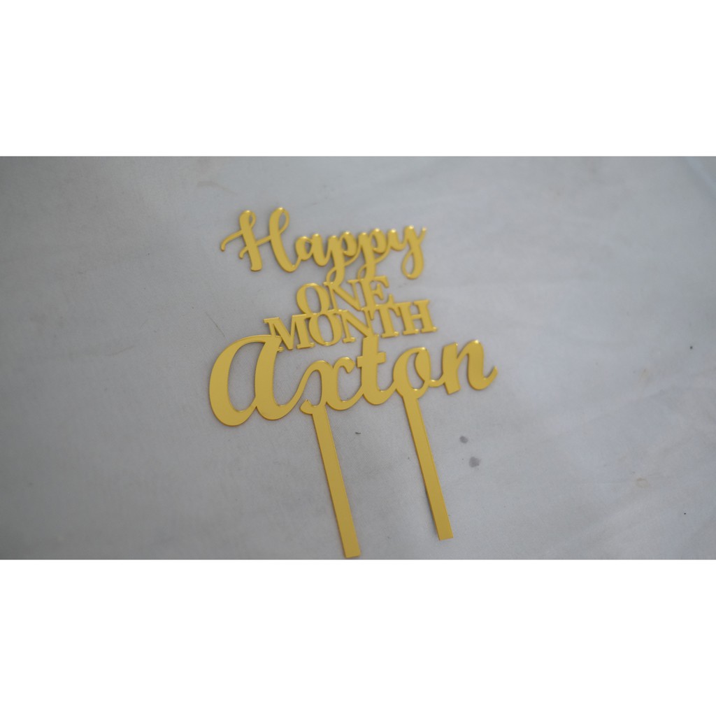 Cake Topper - Gold Mirror (BISA CUSTOM) - Rose Gold Ready