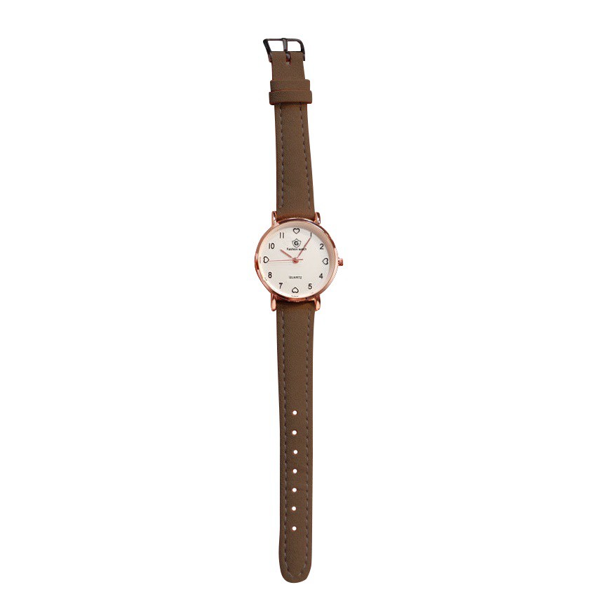ELBER J171 Jam Tangan Kulit Wanita Polos Jam Cewek Analog Mini Tali Kecil-Coklat