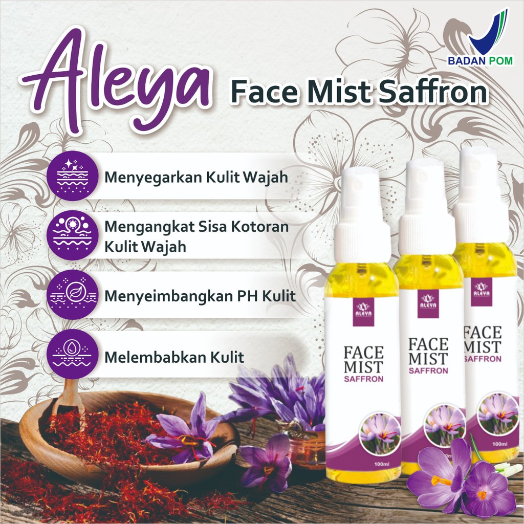 [BPOM] FACEMIST SAFFRON ALEYA | FACEMIST SAFRON ALEYA WITH ALLANTOIN 100% GLOWING BEBAS JERAWAT