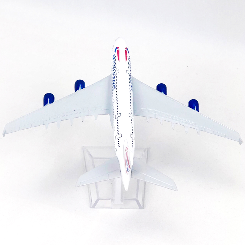 Miniatur Diecast Pesawat UK Airbus 380 A380 Bahan Alloy Metal Ukuran 16CM Untuk Koleksihadiah