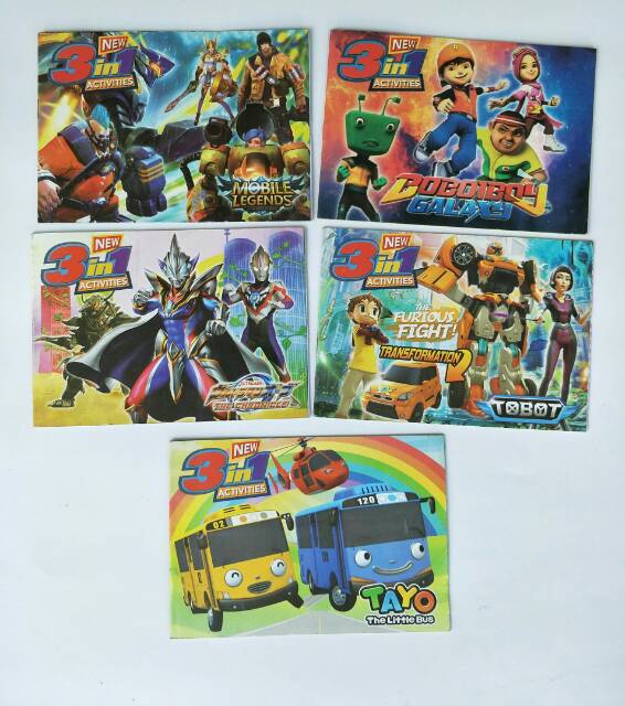 Buku Aktivitas 3in1+ Stiker Puzzle Karakter Anak Cewe Cowo Edukatif Suvenir Murah Bagus