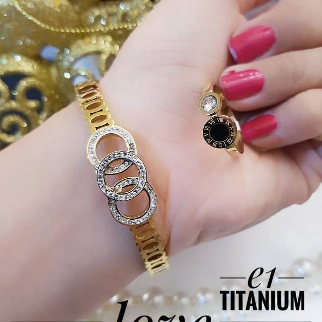 Titanium gelang dan cincin 2916j