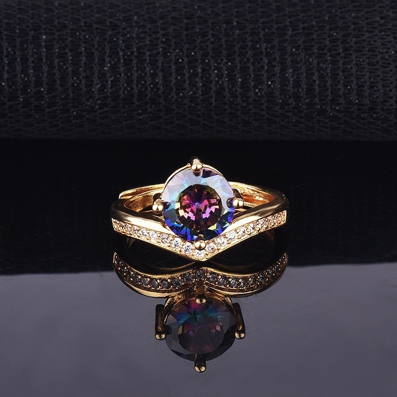 Fashion Inlaid Color Laser Diamond Ring