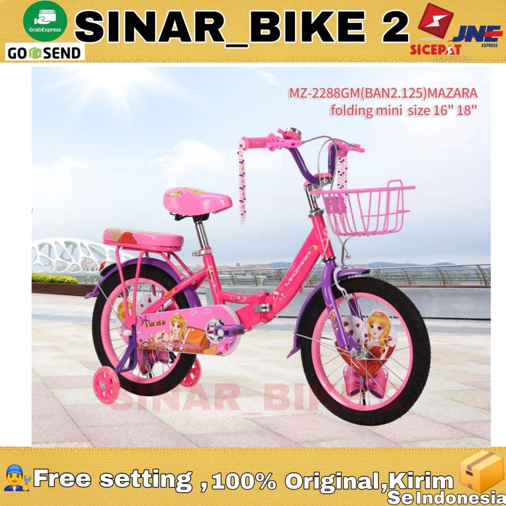 Sepeda Lipat Anak Mini Mazara Keranjang 16 &amp; 18 Inch Usia 4-8 Tahun