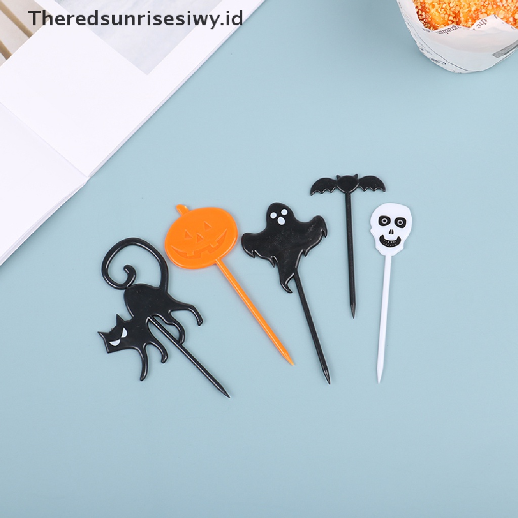 # Alat Pemotong Buah # 10pcs Tusuk Gigi Buah Desain Kartun Halloween Bahan Plastik