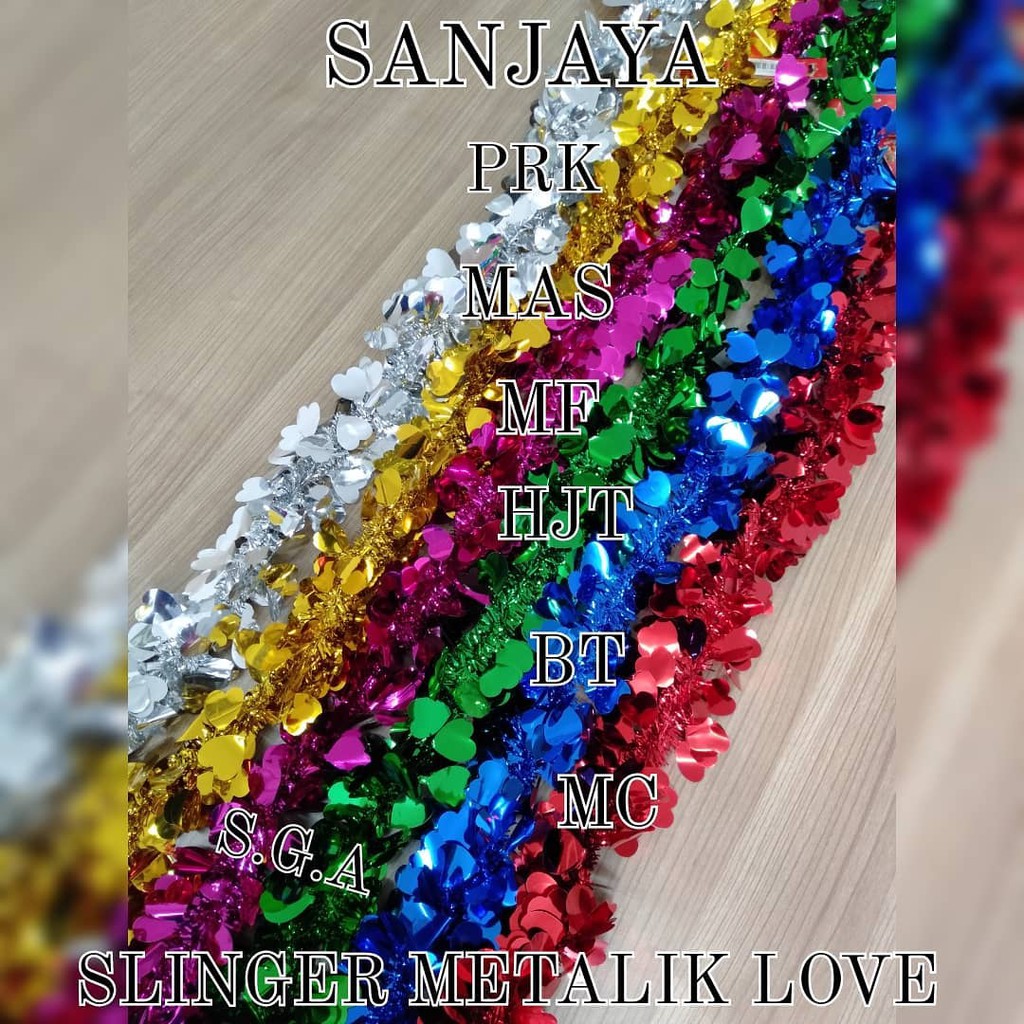 Slinger / Tinsel / Rumbai Hiasan Pohon Natal Warna Warni / Garland Tinsel / Slinger Metalik Love