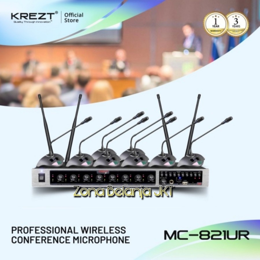 Microphone Mic Wireless Conference KREZT MC-821UR Original Microphone Conference Podium Wireless 8 Channel Mic