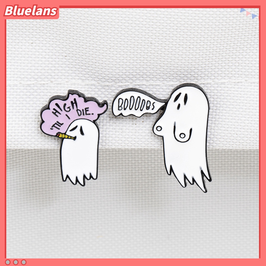 Bros Pin Bentuk Hantu Halloween Bahan Alloy Untuk Dekorasi Kerah
