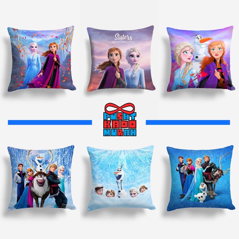 Bantal Sofa Frozen Princess Anna / Elsa / Olaf 40x40 cm - Pusat Kado Murah