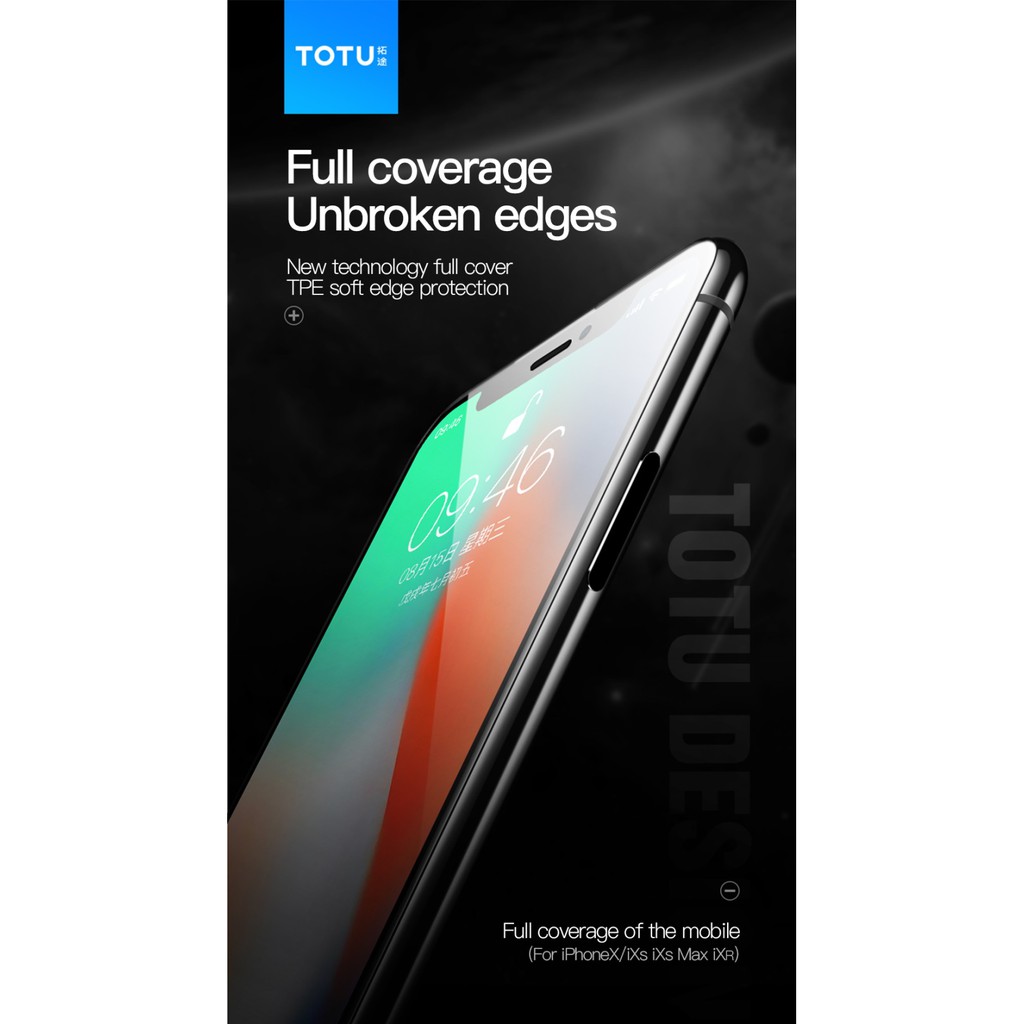 TOTU iPhone X/XS/XR/XS Max Tempered Glass 3D Anti Blue Light PET Edges Soft-Edge