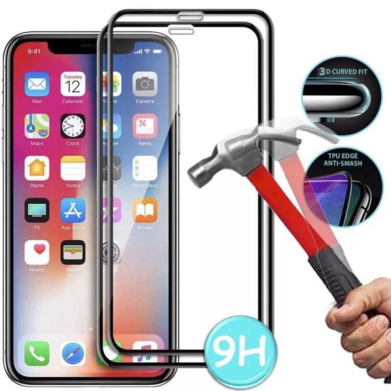 Tempered glass iPhone X Full Cover garansi bila pecah oke