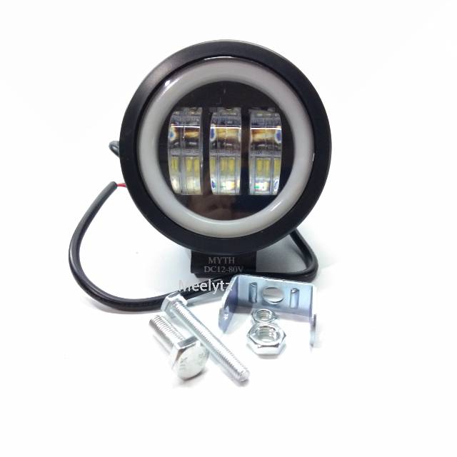 Lampu tembak sorot LED CWL 3 mata lensa 6D 30watt daymaker 3 mata cree angel aye bulat biru