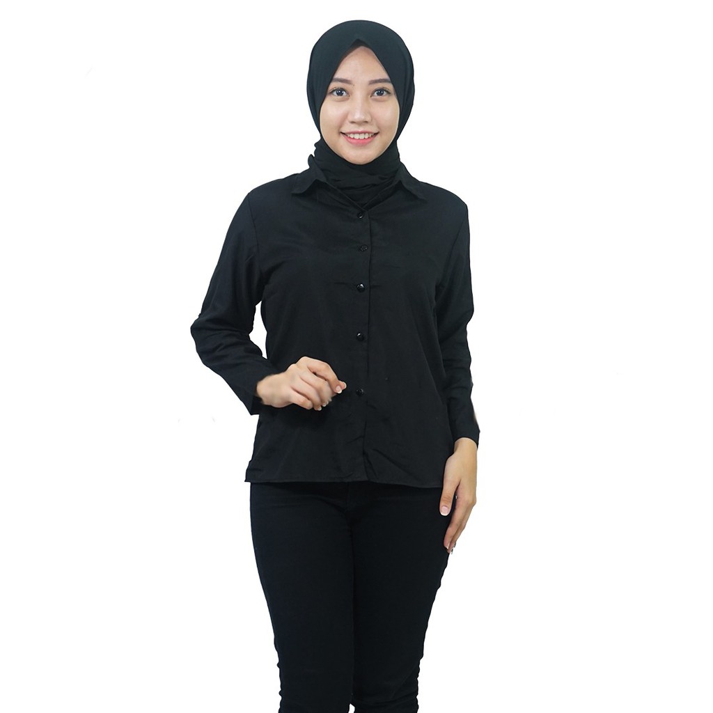 RD FASHION - KEMEJA DIAN/ KEMEJA  LUMINA BASIC / COMFY SKOLDER / KEM BASIC / KEMEJA POLOS-HITAM