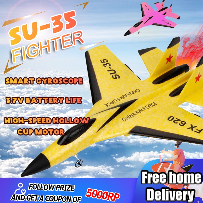 Mainan Pesawat RC Terbang Remote Control LED Pesawat Glider Airplane Foam 2.4G RC Airplane Busa Elastis Tidak Akan Pecah FX620