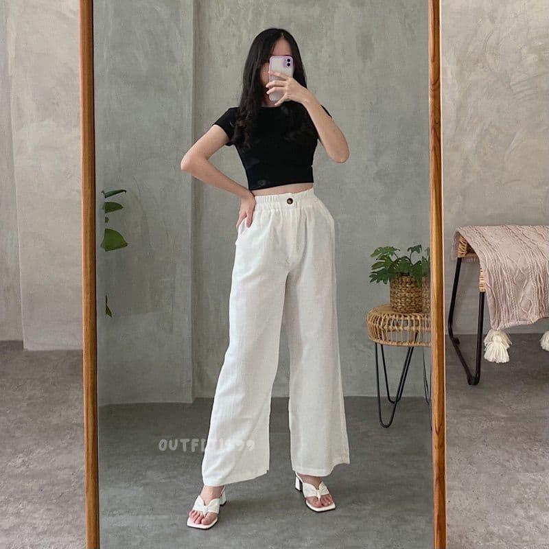 Celana Kulot Highwaist Bahan Premium Linen Wide Leg Cullotes 882 - Linen Cullote Pants