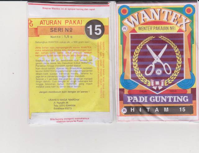 Wantex Pewarna Pakaian Wenter No. 1 Padi Gunting Original Tidak Lutur