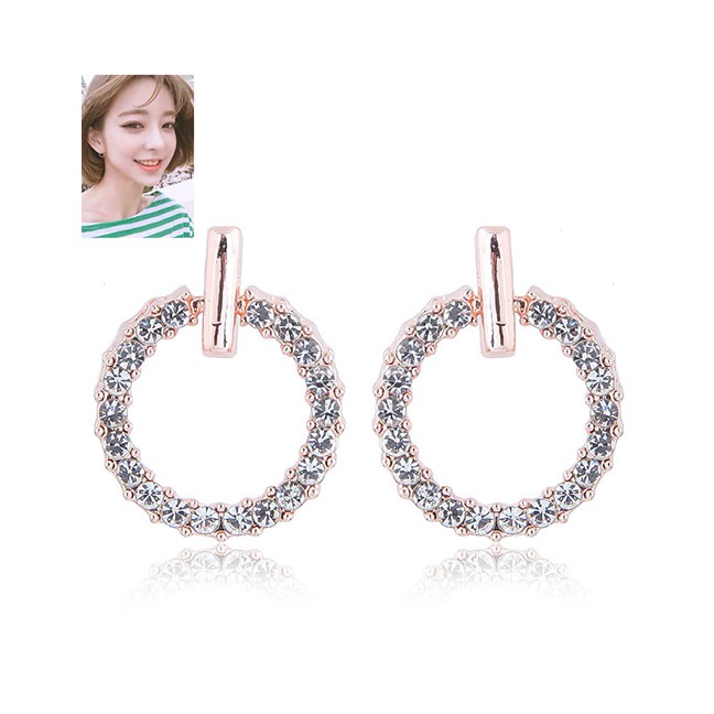 LRC Anting Tusuk Sweet Color Full Diamond Design Circular Ring Earrings A568XX