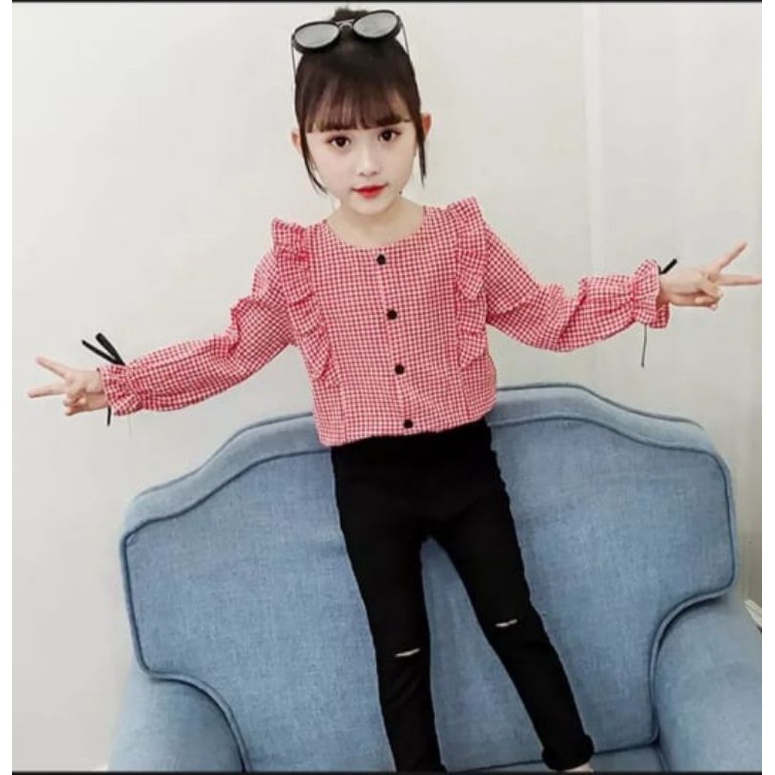 Kemeja kancing/kemeja anak import/tunik anak perempuan/dress anak perempuan/pakaian anak/muslim anak