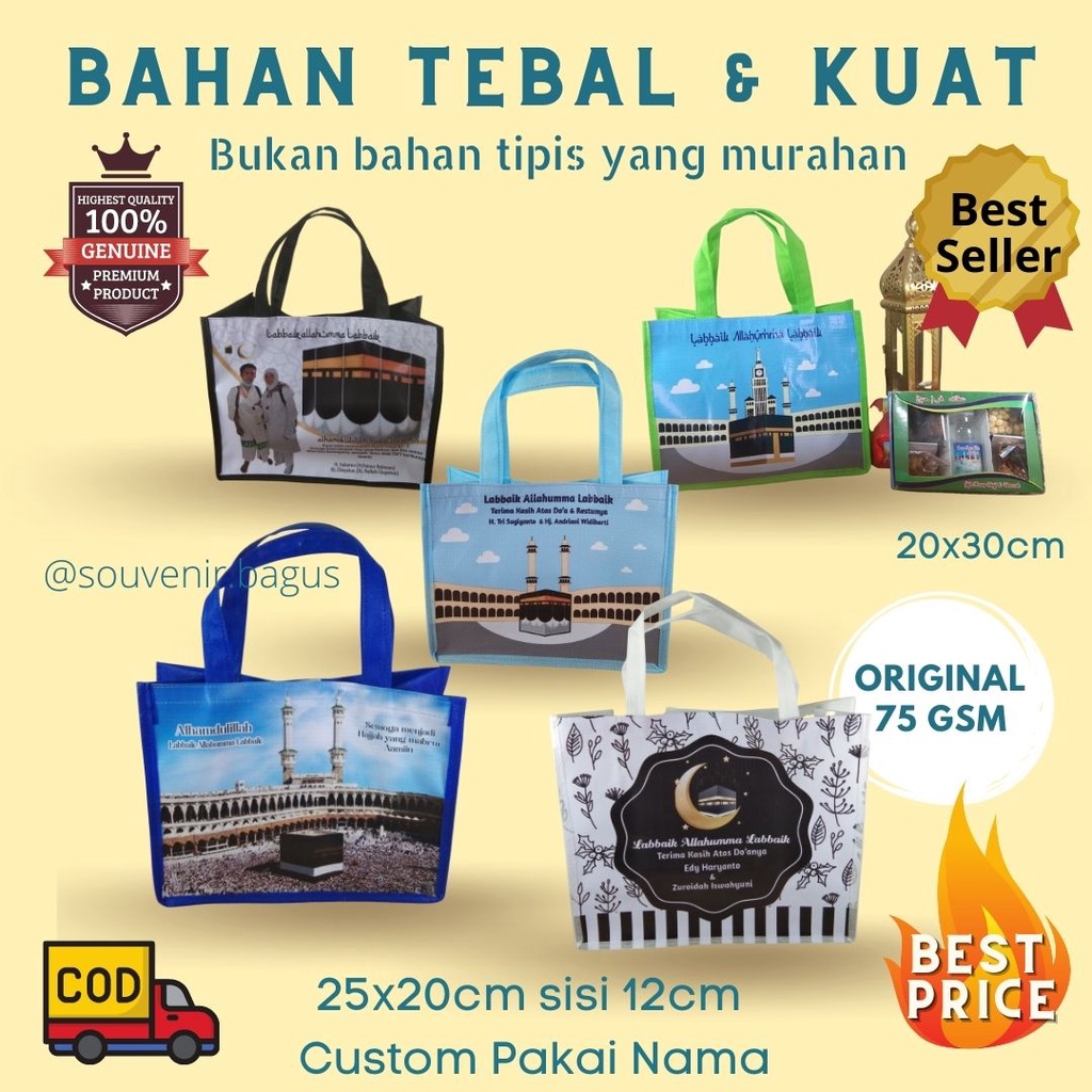 Tas Souvenir Haji Umroh Custom Nama Goodie Bag Oleh Oleh Haji Umroh Pakai Nama Tas Haji Umroh Labbaik doa mabrur SOUVENIR MANASIK HAJI