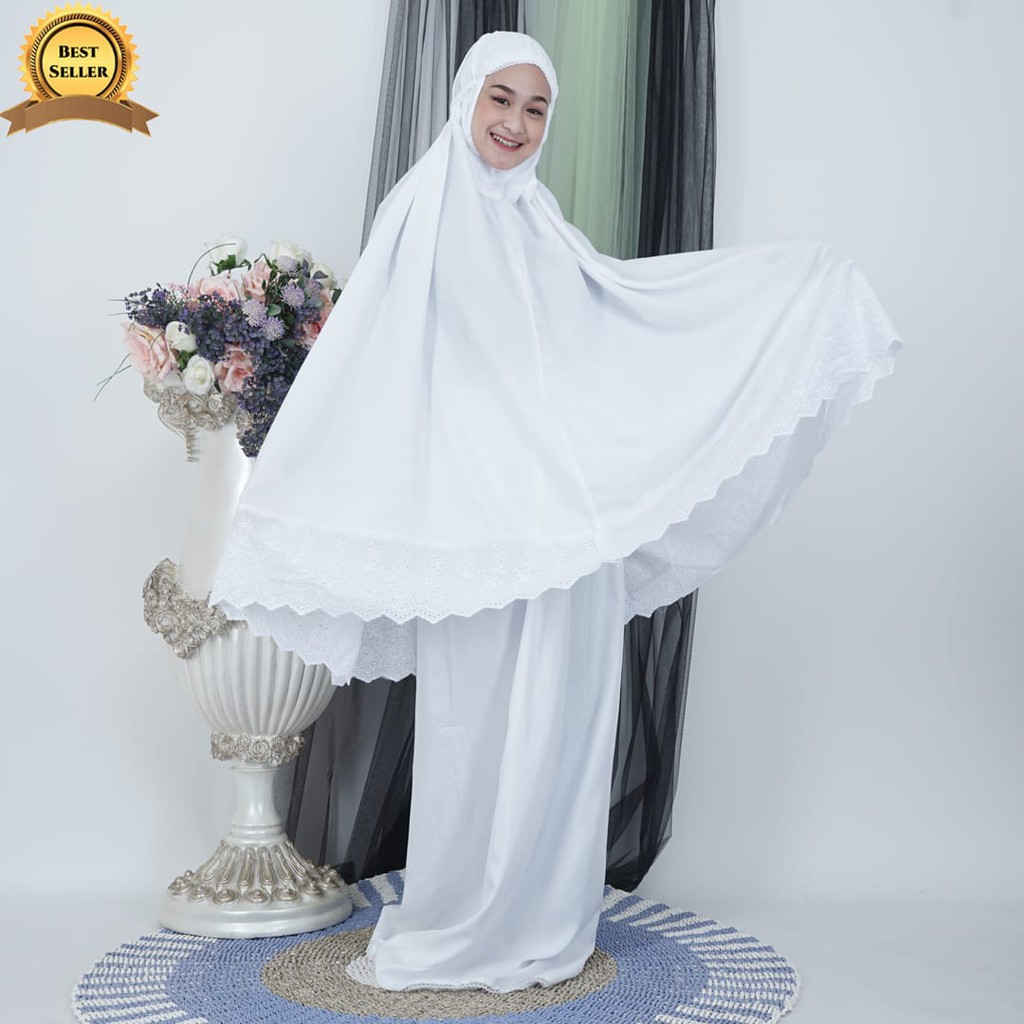 mukena katun putih alesya super murah bahan adem/bisa bayar ditempat/COD