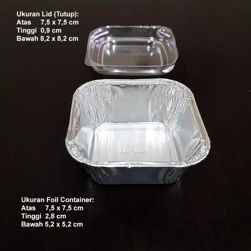 isi 10pcs Aluminium Foil 111/34 + Lid / Alumunium Foil Cup Kotak 111/34 pakai Tutup Macaroni Schotel