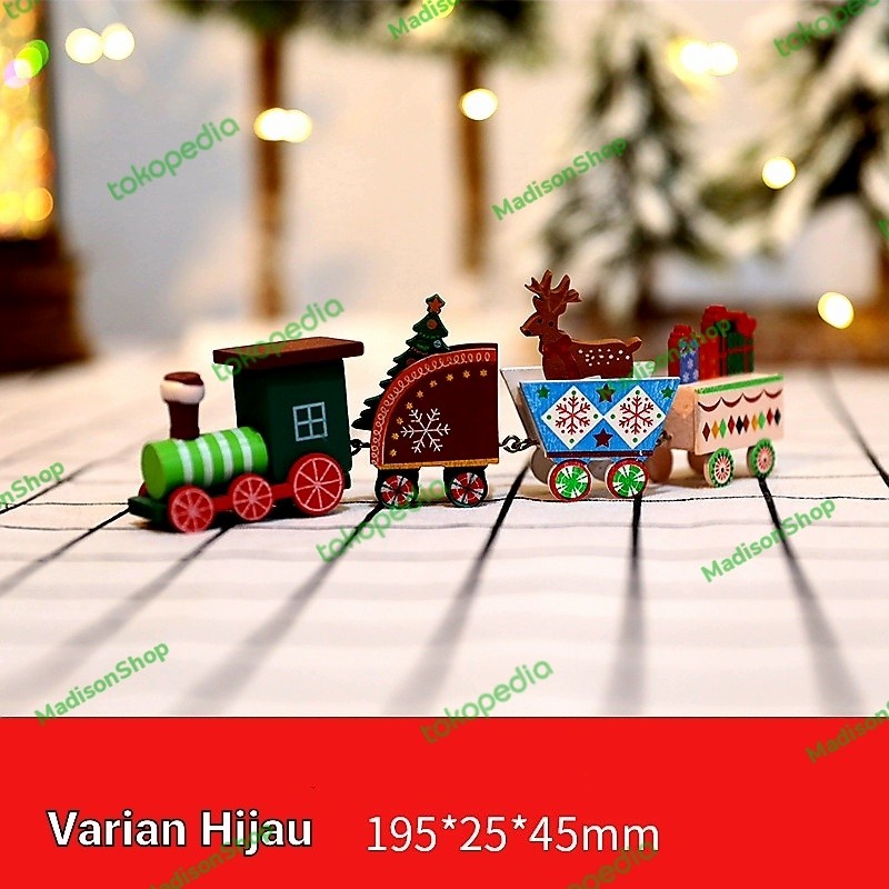 Kereta Kayu Candy Natal Christman Train Model Permen Kqdo Natal Murah